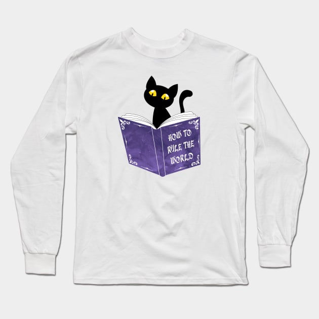 Funny Cat Reading Long Sleeve T-Shirt by themadesigns